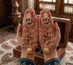 Long Kashmiri Chandbali Dejhoor Earrings - Image 3