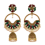 Ethnic Gold Plated Jhumka Earrings for Girls & Women | Handcrafted Meenakari Floral Chandbali Design with Faux Pearl Drops | Traditional Indian Festive Jewellery