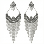 Oxidized Long Chain Tassel Earrings for Women - Ethnic Tribal Boho Drop Dangler Jewelry for Wedding & Party - Image 5