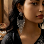 Oxidized Long Chain Tassel Earrings for Women - Ethnic Tribal Boho Drop Dangler Jewelry for Wedding & Party - Image 2