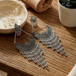Oxidized Long Chain Tassel Earrings for Women - Ethnic Tribal Boho Drop Dangler Jewelry for Wedding & Party - Image 3