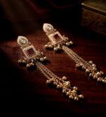 Hanging Chain Drop Earrings with Pearls for Women - Image 2