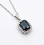 Emerald Cut Black Crystal Pendant Chain Necklace for Women