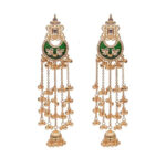 Long Kashmiri Chandbali Dejhoor Earrings with Ghungroo - Image 2