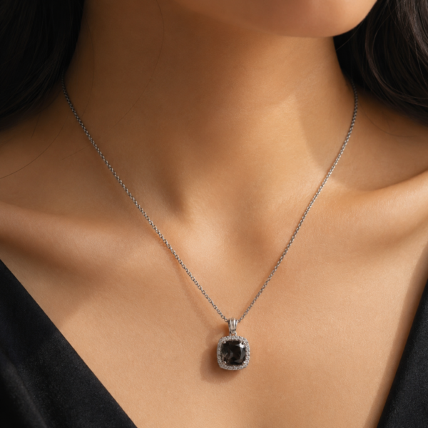 black crystal pendant chain