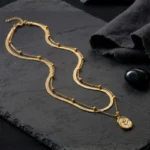 Flower pendant necklace on contrasting background