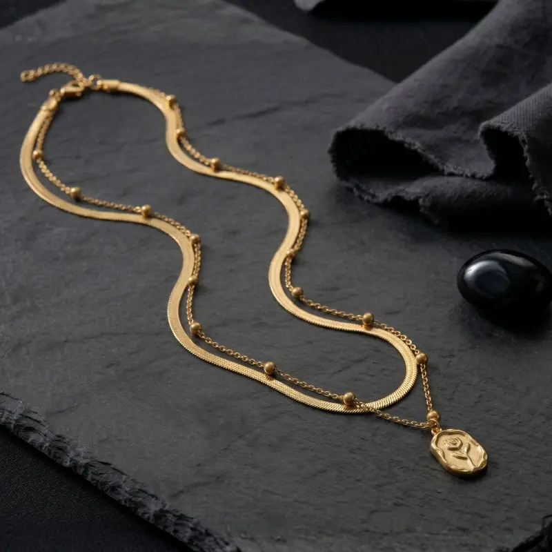 Flower pendant necklace on contrasting background