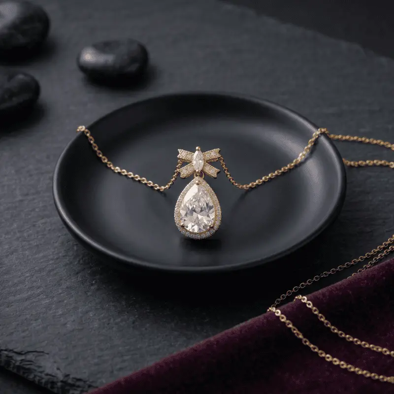 crystal bow pendant