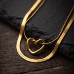 thin herringbone necklace on contrasting background