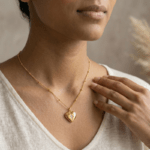 artificial gold chain with cz studded heart pendant
