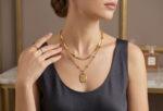 Women's Flower Pendant Layered Herringbone Chain Necklace - Image 5
