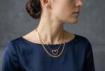 Layered Thin Herringbone Chain Heart Pendant Necklace - Image 3