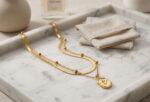 Women's Flower Pendant Layered Herringbone Chain Necklace - Image 4