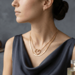 Layered Thin Herringbone Chain Heart Pendant Necklace - Image 5