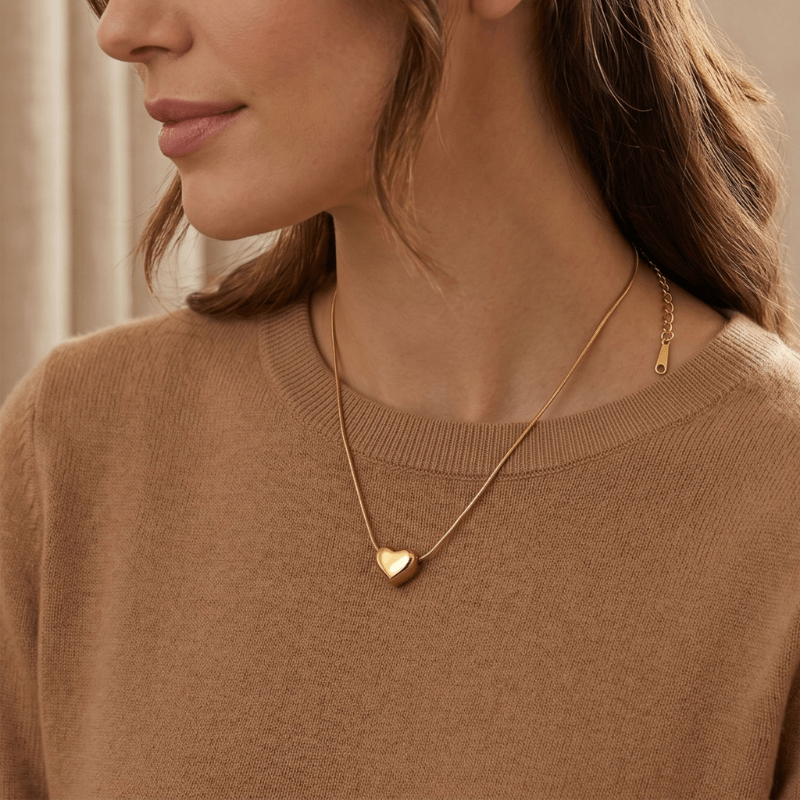 gold heart shape pendant with closure