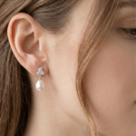 Fashion White Tone Pearl Drop Earrings for Women and Teen Girls, Dainty Teardrop Dangle Crystal Cluster Rhinestone Bridal Jewelry