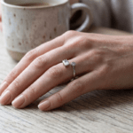 Open Cuff Adjustable Ring for Women Girls Teens - Platinum Plated Emerald Cut & Round Cubic Zirconia Promise Ring, Dainty Minimalist Stackable Bypass Band Jewelry Gift - Image 4