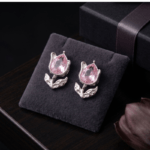 Pink Tulip Flower Stud Earrings