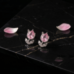 Pink Tulip Flower Stud Earrings - Image 5