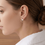 Gold Tone Geometric Triangle Stud Earrings for Women and Teen Girls, Dainty Pearl and Rhinestone Crystal Criss Cross Jewelry, Contemporary Minimalist Aesthetic - Image 3