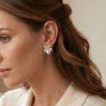 Bow Pearl Stud Earrings for Women and Teen Girls, Dainty Rhinestone Crystal Ribbon with Faux Round Pearl, Coquette Aesthetic Jewelry