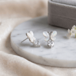 Fashion White Butterfly and Heart Drop Earrings for Women and Teen Girls, Dainty Opal-Like Rhinestone Dangle Jewelry, - Image 5