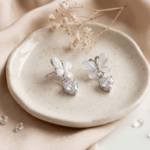 Fashion White Butterfly and Heart Drop Earrings for Women and Teen Girls, Dainty Opal-Like Rhinestone Dangle Jewelry, - Image 4