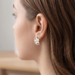 Fashion Gold Tone Crescent Moon and Flower Stud Earrings for Women and Teen Girls, Dainty Celestial Floral Crystal Jewelry, Iridescent Opal-Like Accent - Image 3