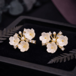 Fashion Gold Tone Floral Cluster Stud Earrings for Women and Teen Girls, Dainty White Flower Pearl and Rhinestone Crystal Botanical Jewelry - Image 2