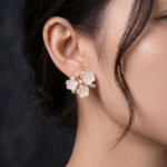 Fashion Gold Tone Floral Cluster Stud Earrings for Women and Teen Girls, Dainty White Flower Pearl and Rhinestone Crystal Botanical Jewelry - Image 3