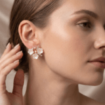 Fashion Gold Tone Floral Cluster Stud Earrings for Women and Teen Girls, Dainty White Flower Pearl and Rhinestone Crystal Botanical Jewelry