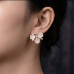 Fashion Gold Tone Floral Cluster Stud Earrings for Women and Teen Girls, Dainty White Flower Pearl and Rhinestone Crystal Botanical Jewelry - Image 5
