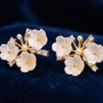 Fashion Gold Tone Floral Cluster Stud Earrings for Women and Teen Girls, Dainty White Flower Pearl and Rhinestone Crystal Botanical Jewelry - Image 4