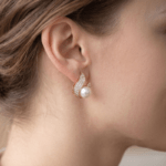 Fashion Gold Tone Pearl Stud Earrings for Women and Teen Girls, Elegant Crystal Swirl Rhinestone Traditional Jewelry - Image 5