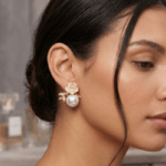 Fashion Gold Tone Rose Flower Pearl Stud Earrings for Women and Teen Girls, Dainty Vintage Inspired Enamel Floral Rhinestone Jewelry - Image 3