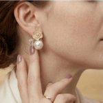 Fashion Gold Tone Rose Flower Pearl Stud Earrings for Women and Teen Girls, Dainty Vintage Inspired Enamel Floral Rhinestone Jewelry - Image 5