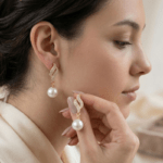Fashion Gold Tone Pearl Drop Earrings for Women and Teen Girls, Elegant Crystal Swirl Dangle Rhinestone Traditional Jewelry